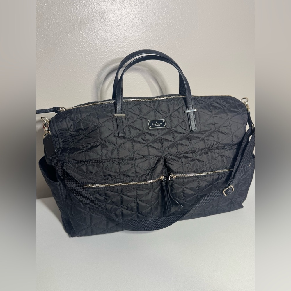 Kate Spade Carmella Weekender Duffle Bag Black Quilted
